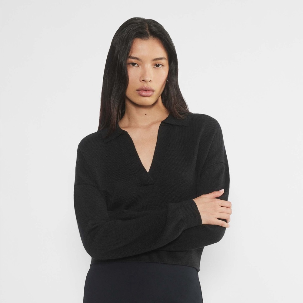 Aritzia wilfred Clara‎ Merino Wool Black Polo Sweater Medium